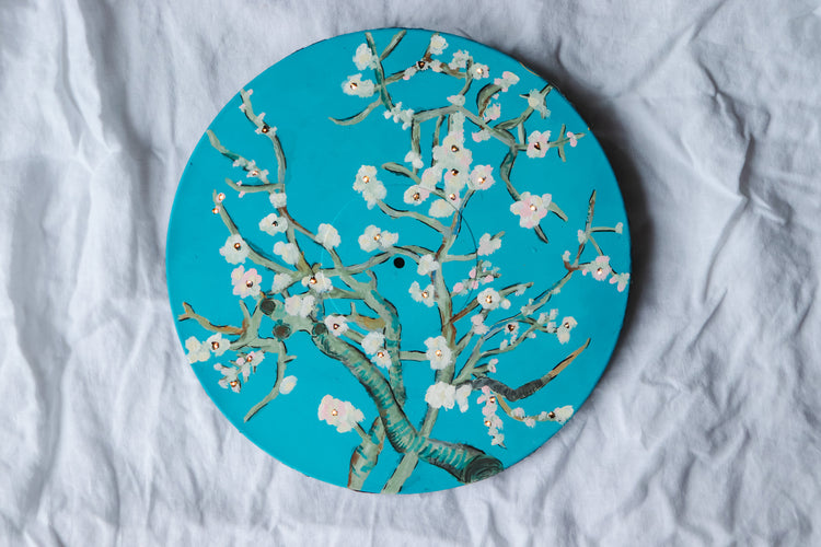 Hand Painted Light Up Vinyl Record Wall Art -  Almond Blossom