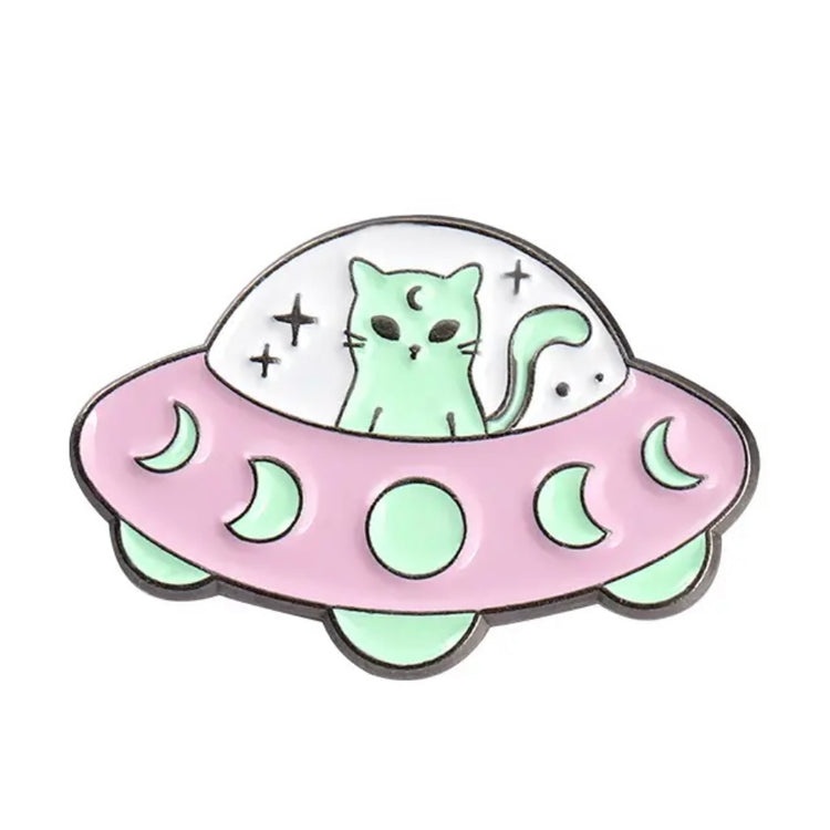 UFO Alien Galaxy Cat Moon Phases Enamel Pin