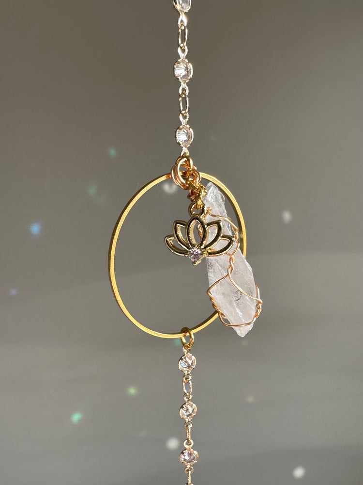 Crystal Suncatcher - Lotus Flower + Quartz
