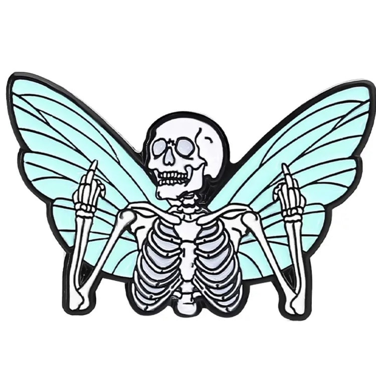 Skeleton Fairy Middle Finger Punk Enamel Pin