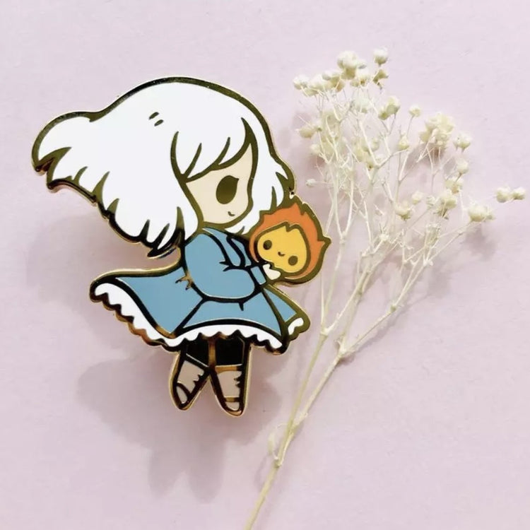 Studio Ghibli Howl's Moving Castle Sophie and Calcifer Enamel Pin