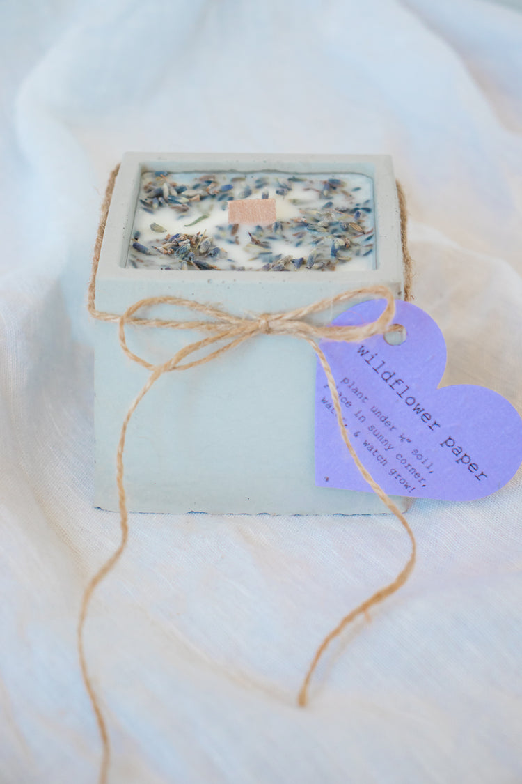 Wildflower Grow Candle Square - Lavender