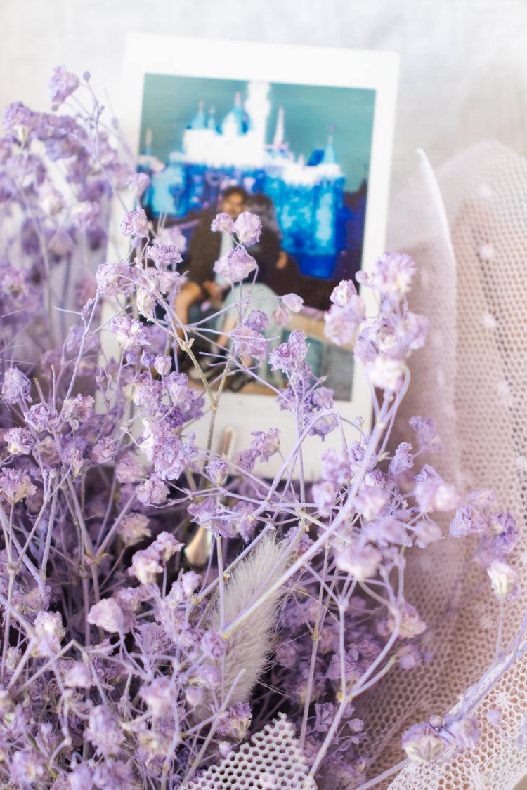 Petite Custom  Photo Bouquet - Dried Purple Baby’s breath + Kraft Wrap