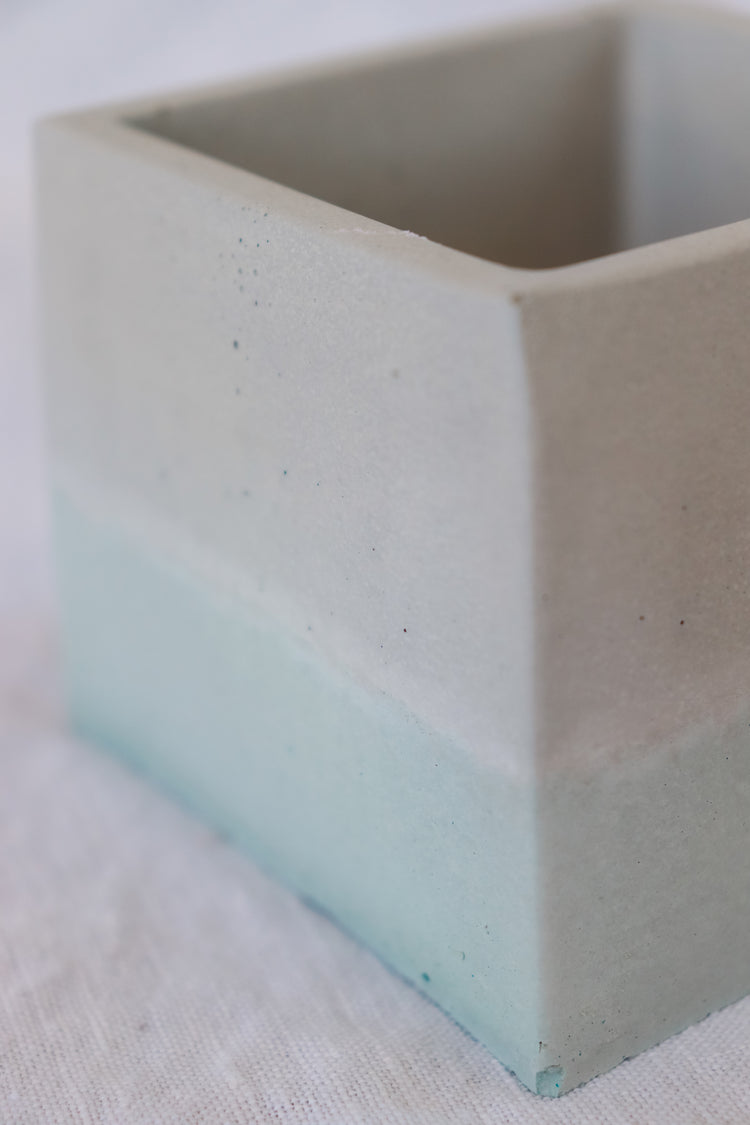 Aqua Concrete Plant Pot - Square
