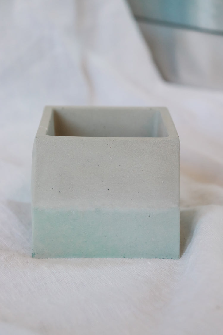 Aqua Concrete Plant Pot - Square