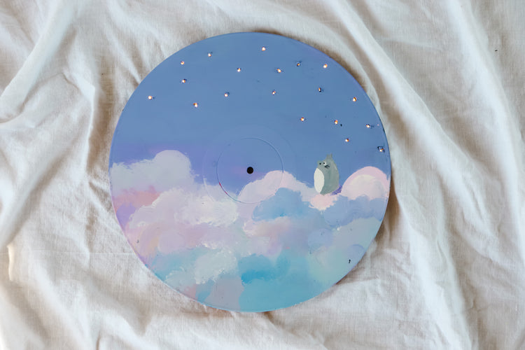 Handpainted Light Up Vinyl Record Wall Art- Studio Ghibli Inspired