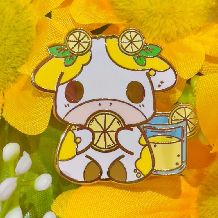 Cute Lemonade Cow Enamel Pin
