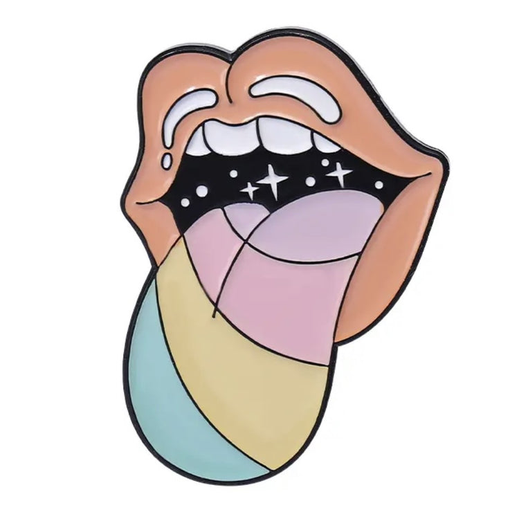 Rolling Stone Rainbow Galactic Tongue Enamel Pin