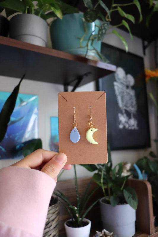 Moon and Raindrop Earrings