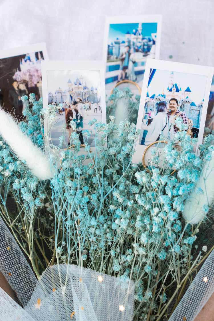 Grande Custom Photo Bouquet - Dried Blue Baby’s Breath + Kraft Wrap