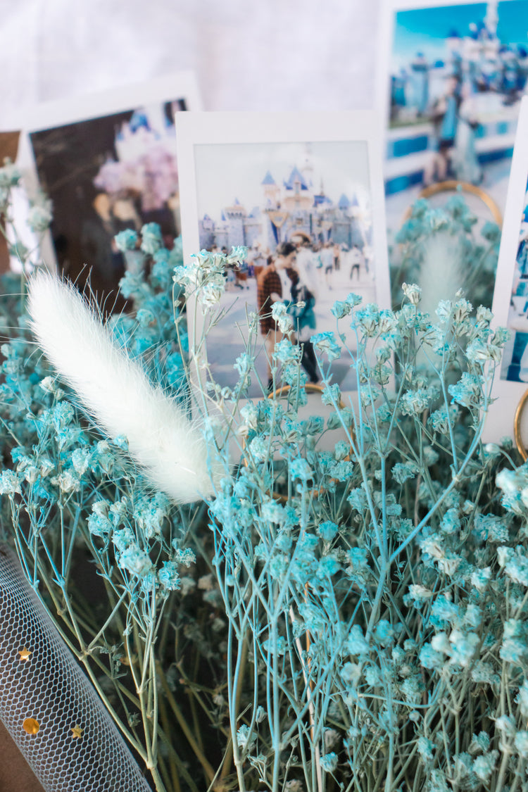 Grande Custom Photo Bouquet - Dried Blue Baby’s Breath + Kraft Wrap