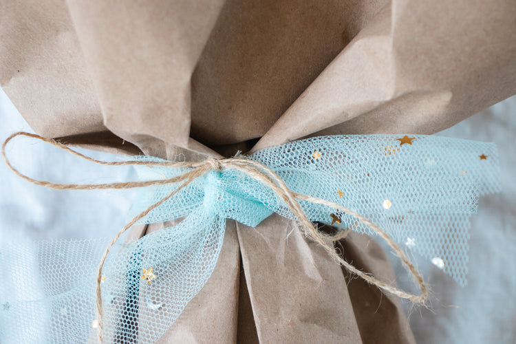 Grande Custom Photo Bouquet - Dried Blue Baby’s Breath + Kraft Wrap