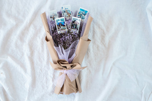 Grande Custom Photo Bouquet - Dried Purple Baby’s Breath + Kraft Wrap