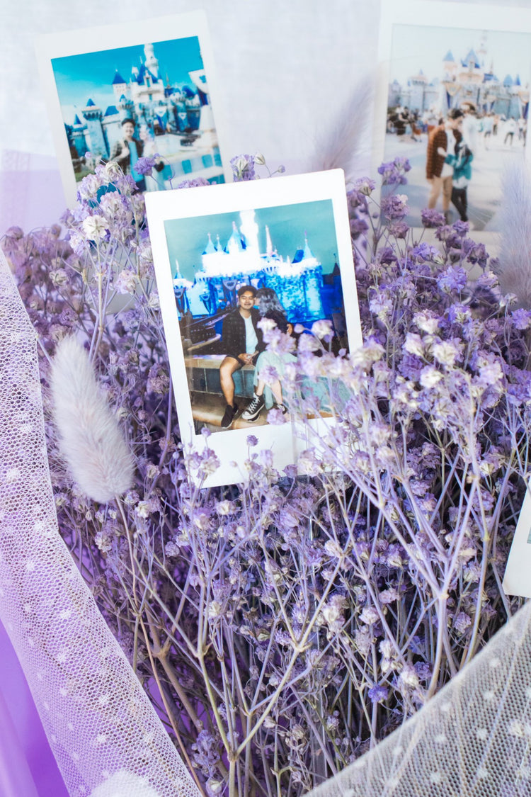 Grande Custom Photo Bouquet - Dried Purple Baby’s Breath + Lilac Wrap