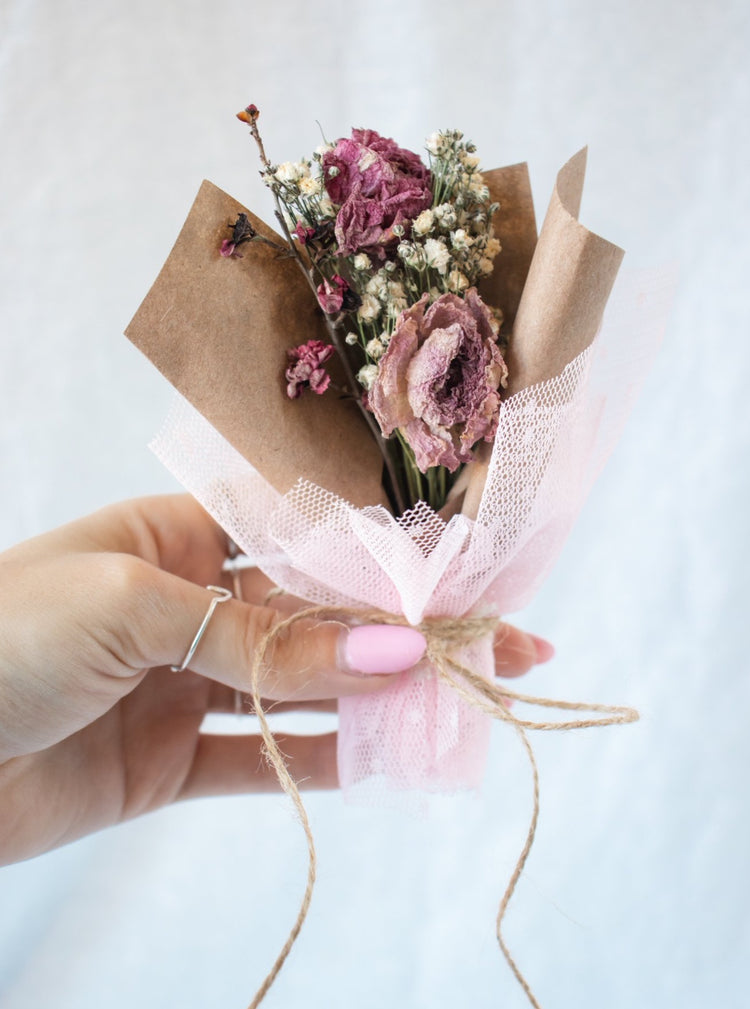 Mini Bouquet - Dried Pink Peony (Paeonia) Arrangement