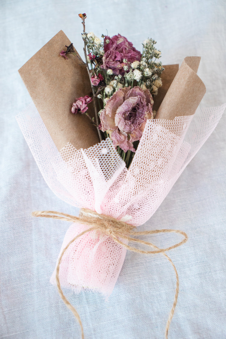 Mini Bouquet - Dried Pink Peony (Paeonia) Arrangement