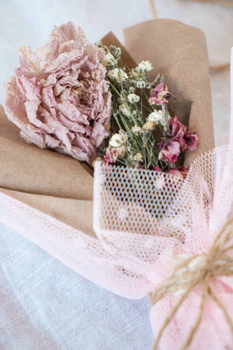 Mini Bouquet - Dried Pink Peony (Paeonia) Arrangement