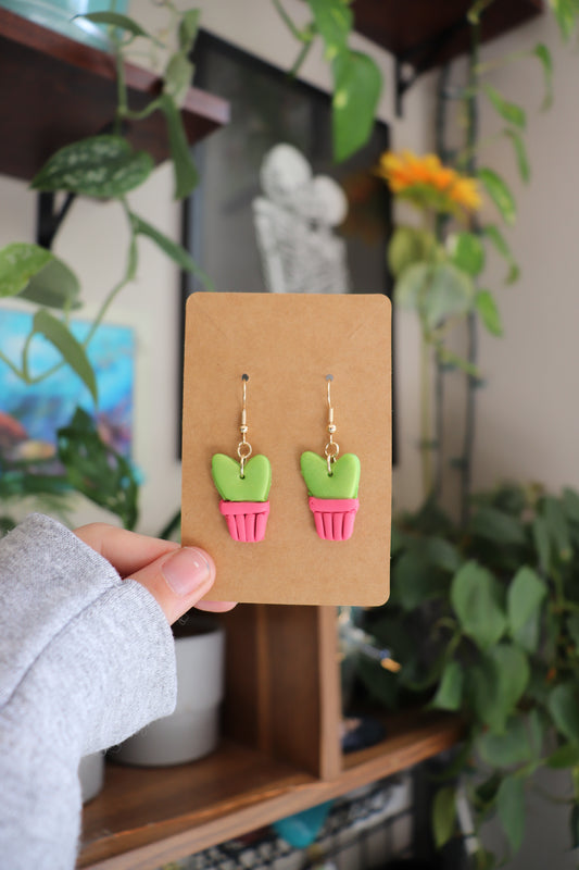 Heart Succulent Earrings